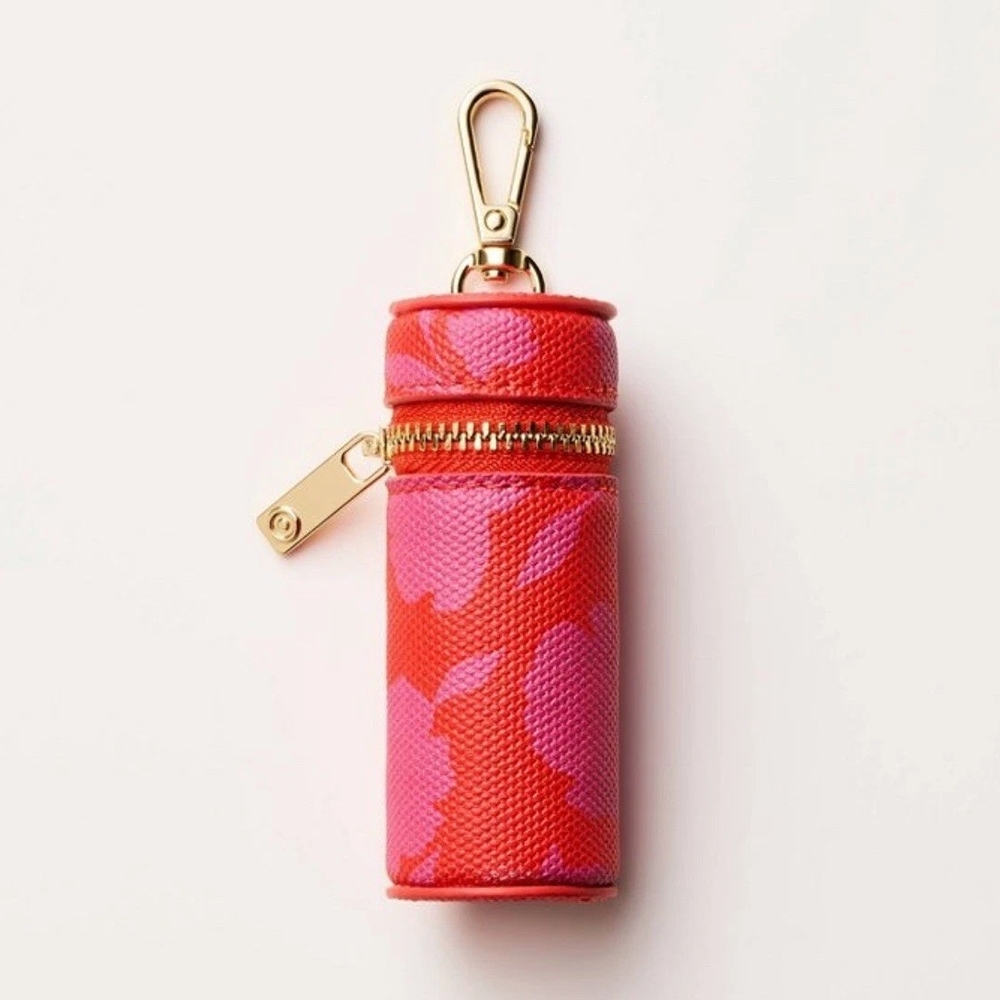 Kate Spade Pink and Red Floral Keychain Pouch